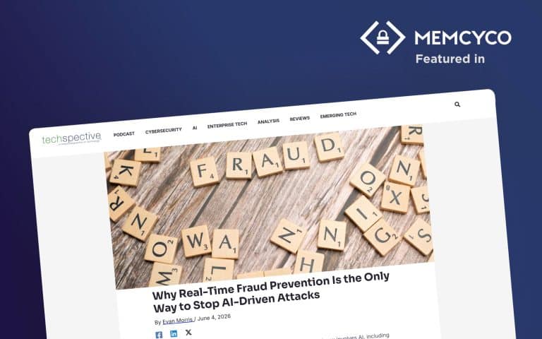 A tech news article with Scrabble tiles spelling “FRAUD” and related words, discussing real-time fraud prevention and AI-driven attacks, featuring the MEMCYCO logo above. This piece highlights Techspective: Real-Time Fraud Protection to Stop AI-Driven Attacks, exploring how innovative solutions are combating increasingly sophisticated threats in today’s digital landscape.