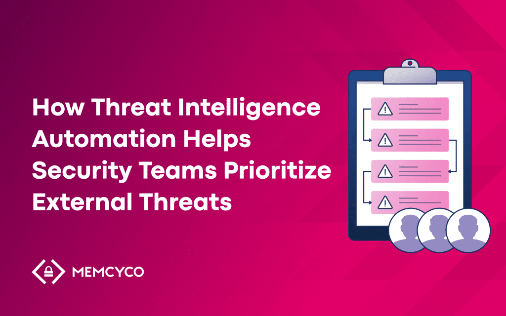 A graphic with the text “How Threat Intelligence Automation Helps Security Teams Prioritize External Threats” and an illustration of a clipboard and user icons effectively highlights the benefits of using threat intelligence automation to streamline security operations.